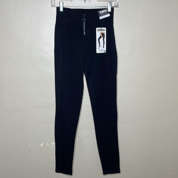 REWASH Jegging Yoga Pants Black High Rise Zip Front Comfortable Casual NWT XS - Picture 2 of 12